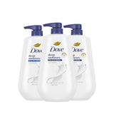 Dove Body Wash with Pump 3 Count Deep Moisture for 24hr Lotion-Soft Skin Moisture Moisturizing Skin Cleanser with No Sulfates No Parabens